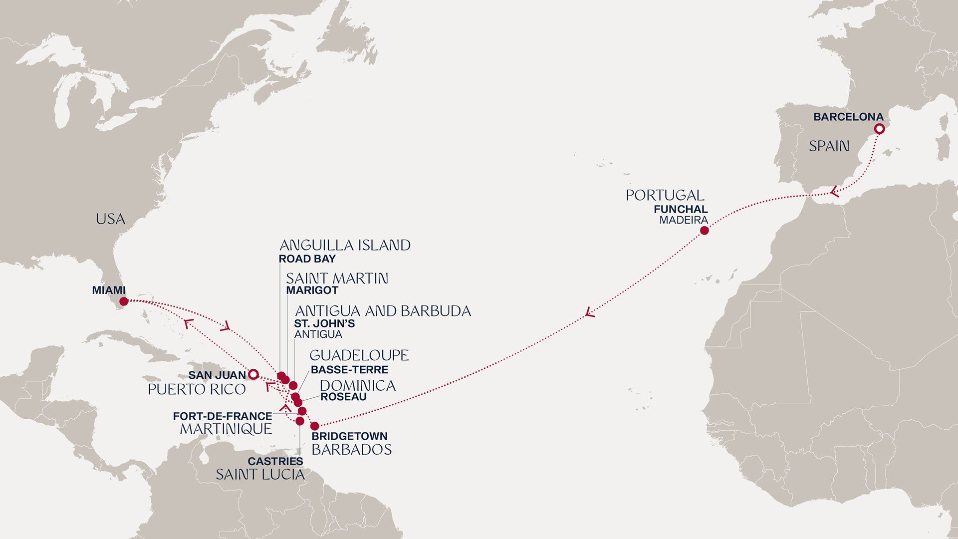 A Grand Journey from Spain's Splendour to America's Embrace Itinerary Map